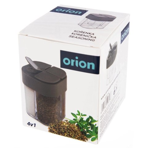 Pojemnik na Przyprawy 4 Przegrody ORION z Dozownikiem Naklejki 8,5 x 6,5 cm