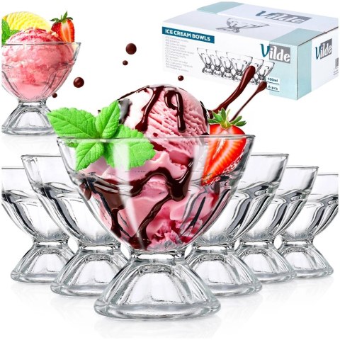 Pucharki do Lodów Szklane 6 szt. 100 ml Mini Desery Elegancja VILDE