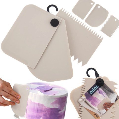 Szpatuły Cukiernicze Zestaw 3 szt. ORION Gładka/Ząbkowana Zmywarka