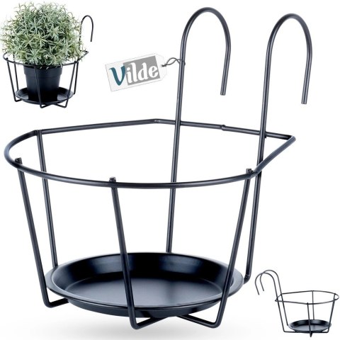 Uchwyt Balkonowy na Doniczkę Metalowy 24 x 18 cm VILDE do Balustrad 5 cm