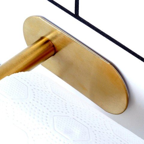 Uchwyt na Papier Toaletowy Stal Nierdzewna Złoty Montaż Taśma 16,5 x 7.7 cm