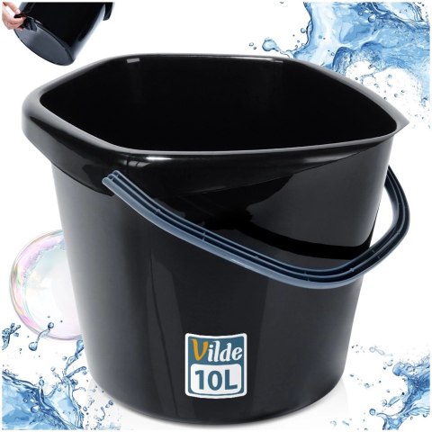 Wiadro Gospodarcze Plastikowe Czarne 10 L VILDE Wygodna Wylewka