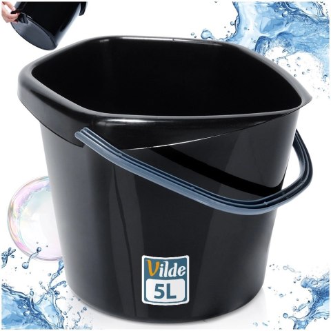 Wiadro Gospodarcze Plastikowe Czarne 5 L VILDE Wygodna Wylewka