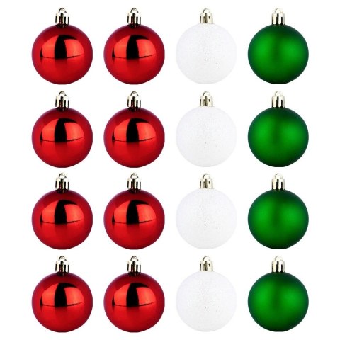 Bombki Choinkowe VILDE Czerwone Zielone Białe 5 cm Zestaw 16 szt.