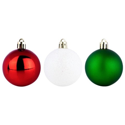 Bombki Choinkowe VILDE Czerwone Zielone Białe 5 cm Zestaw 16 szt.