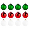 Bombki Choinkowe VILDE Czerwone Zielone Białe 6 cm Zestaw 12 szt.