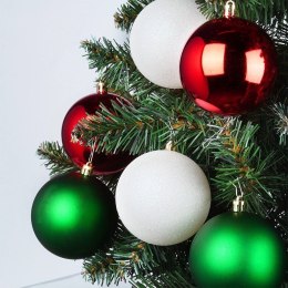 Bombki Choinkowe VILDE Czerwone Zielone Białe 8 cm Zestaw 6 szt.