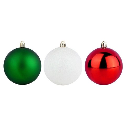Bombki Choinkowe VILDE Czerwone Zielone Białe 8 cm Zestaw 6 szt.