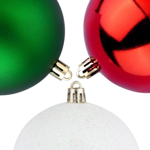 Bombki Choinkowe VILDE Czerwone Zielone Białe 8 cm Zestaw 6 szt.