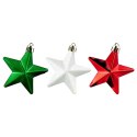 Bombki Choinkowe VILDE Gwiazdki Czerwone Zielone Białe 6,5 cm 8 szt.