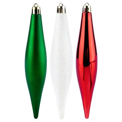 Bombki Choinkowe VILDE Sople Czerwone Zielone Białe 15 cm 4 szt.
