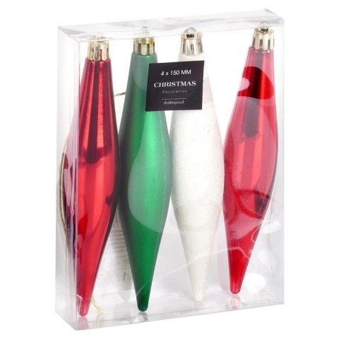 Bombki Choinkowe VILDE Sople Czerwone Zielone Białe 15 cm 4 szt.