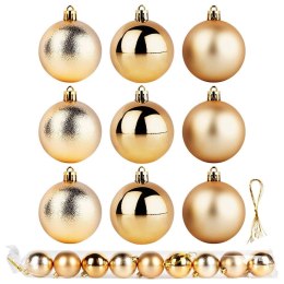 Bombki Choinkowe VILDE Złote 6 cm 9 szt. Błyszczące Matowe Strukturalne