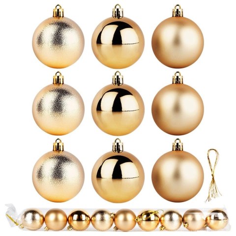 Bombki Choinkowe VILDE Złote 6 cm 9 szt. Błyszczące Matowe Strukturalne