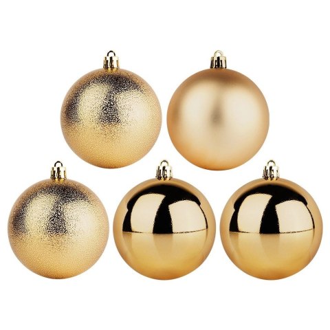 Bombki Choinkowe VILDE Złote 8 cm 5 szt. Nietłukące Błyszczące Struktura