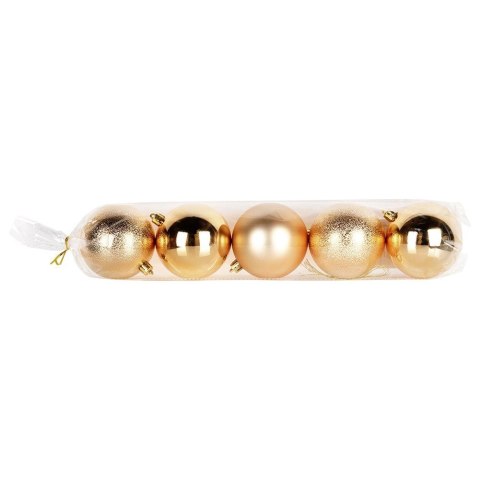 Bombki Choinkowe VILDE Złote 8 cm 5 szt. Nietłukące Błyszczące Struktura