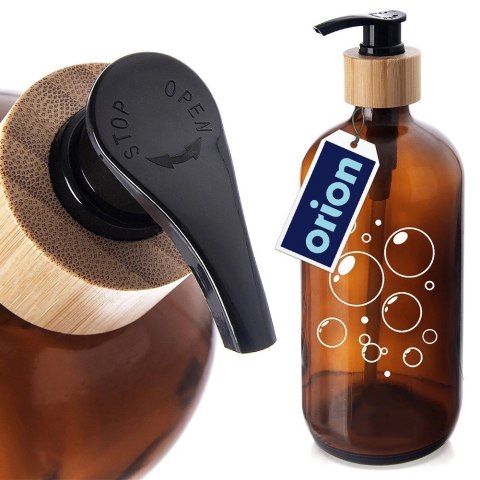 Dozownik do Mydła ORION 500 ml Szklany Brązowy z Bambusową Wstawką