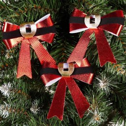 Kokarda Dekoracyjna Świąteczna HSD 3 szt. 10 x 10 cm Czerwona Połysk