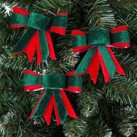 Kokarda Świąteczna HSD Welurowa 3 szt. 10,5 x 11 cm Mix Kolorów