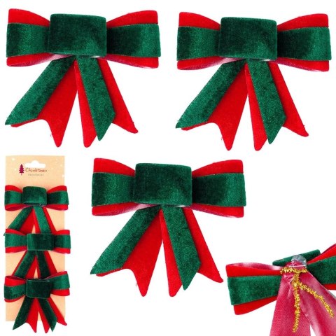 Kokarda Świąteczna HSD Welurowa 3 szt. 10,5 x 11 cm Mix Kolorów