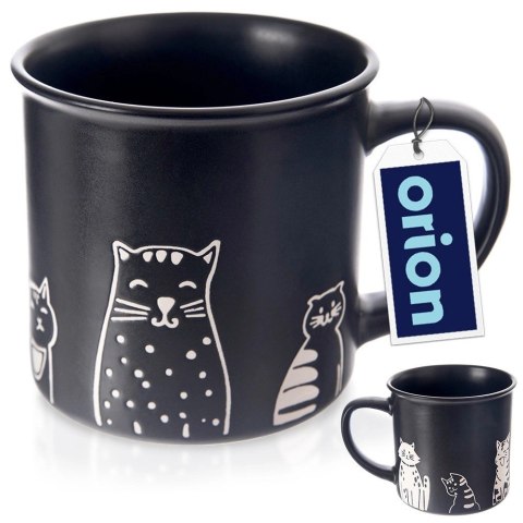 Kubek Ceramiczny Czarny Koty 500 ml ORION Odpowiedni do Zmywarki i Pojemny