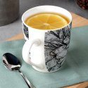 Kubek Porcelanowy 380 ml NAVA Biały Czarne Kwiaty do Zmywarki Mikrofali