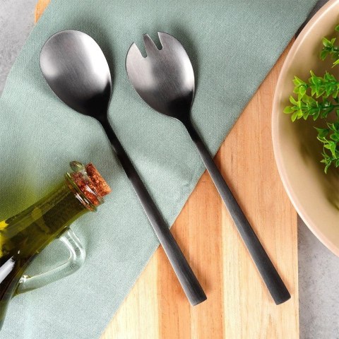 Łyżki do Sałatek Stal Nierdzewna Czarne 23,5 cm 2 Sztuki MONDEX