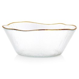 Miska Szklana 15 cm 500 ml Złoty Rant Nieregularna Mycie Ręczne VILDE