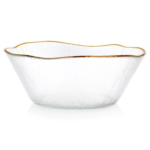 Miska Szklana 15 cm 500 ml Złoty Rant Nieregularna Mycie Ręczne VILDE