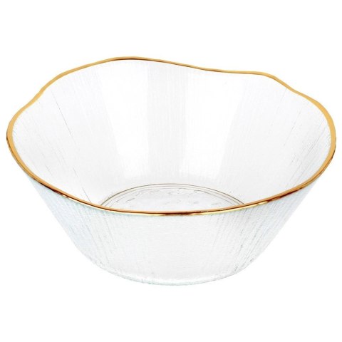 Miska Szklana 15 cm 500 ml Złoty Rant Nieregularna Mycie Ręczne VILDE