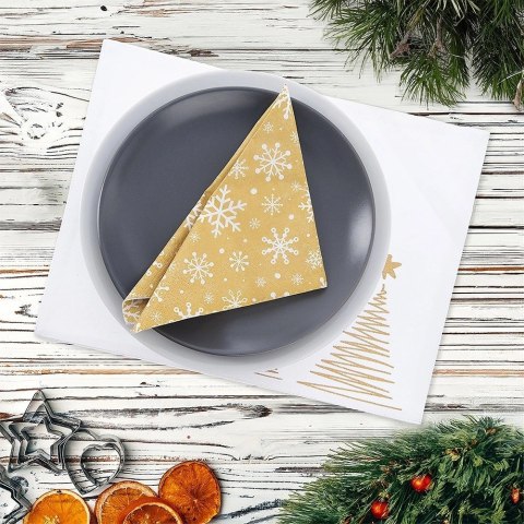 Podkładka na Stół Bawełniana Świąteczna 33,5 x 26 cm ORION Choinka Złota