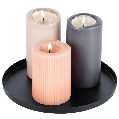 Podstawka pod Kompozycje Okrągła Metalowa 21,5 cm VILDE Czarna Matowa