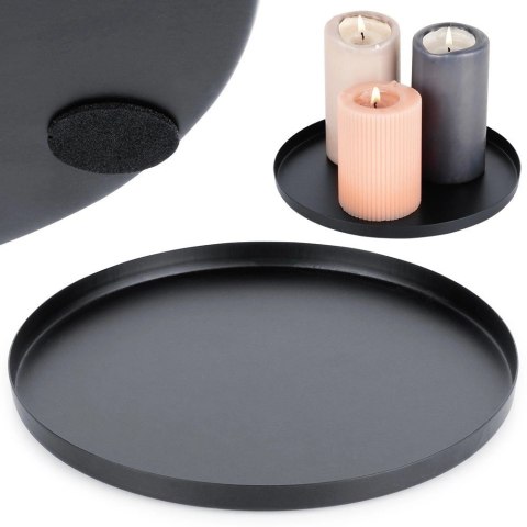 Podstawka pod Kompozycje Okrągła Metalowa 21,5 cm VILDE Czarna Matowa