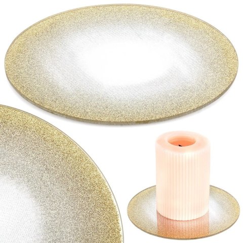 Podstawka Lustrzana Brokatowa pod Świece 15 cm VILDE Szkło Złote