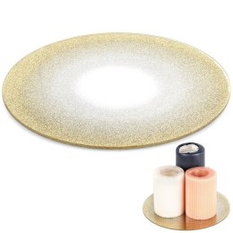 Podstawka Lustrzana Brokatowa pod Świece 20 cm VILDE Szkło Złote