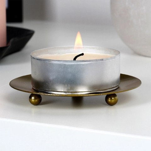 Podstawka pod Świecę Metalowa Złota 8,5 cm VILDE Okrągła na Nóżkach