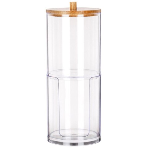 Pojemnik Patyczki Płatki 2-Poziomowy Bambus 7 x 18,5 cm VILDE z Podajnikiem