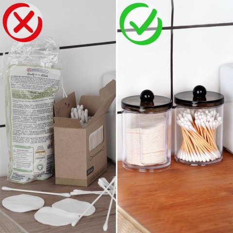 Pojemnik na Patyczki Płatki Kosmetyczne 2 szt VILDE z Podajnikiem 7 x 11 cm