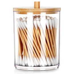 Pojemnik na Patyczki Płatki Bambus 7 x 10 cm VILDE z Drewnianą Pokrywką