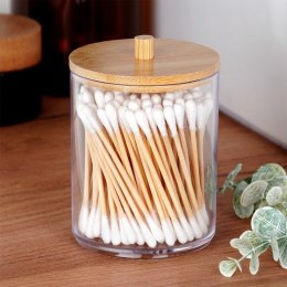 Pojemnik na Patyczki Płatki Bambus 7 x 10 cm VILDE z Drewnianą Pokrywką