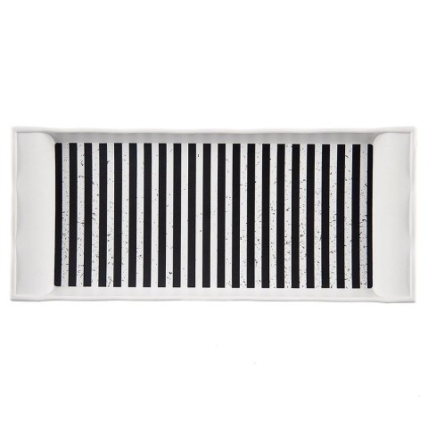 Taca do Serwowania 29,5 x 13 cm ORION Tworzywo Wzór Pasy Czarno-Białe