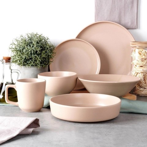 Talerz Deserowy Kamionka Beżowy NAVA SOHO 20,5 cm Podwyższony Rant