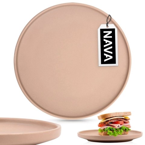 Talerz Deserowy Kamionka Beżowy NAVA SOHO 20,5 cm Podwyższony Rant