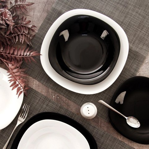 Talerz Obiadowy Głęboki Szkło Czarne LUNA Kwadratowy 650 ml ORION