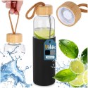 Butelka na Wodę VILDE Szklana 500 ml Silikonowy Pokrowiec Czarny