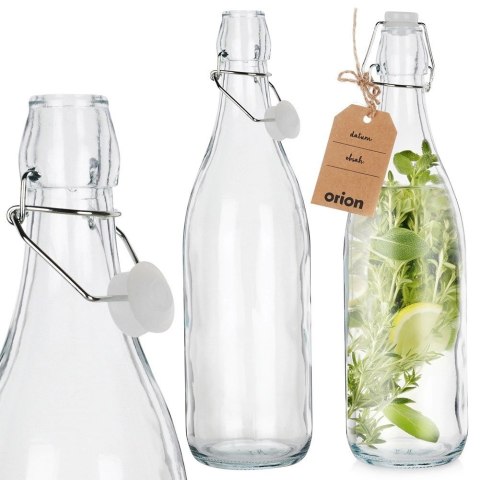 Butelka z Klipsem Szklana ORION 1 L Szczelna Retro Przezroczysta