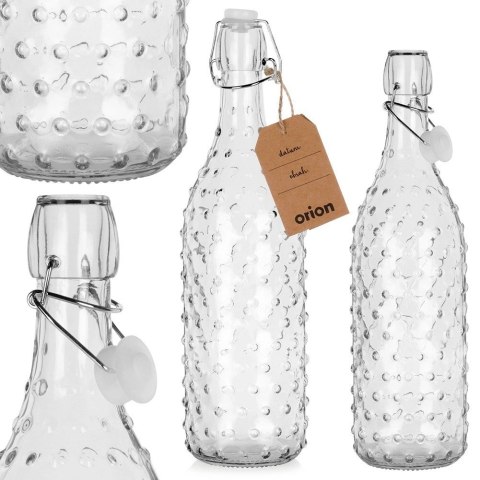 Butelka z Klipsem Szklana ORION 1 L Żłobiona Szczelna Retro