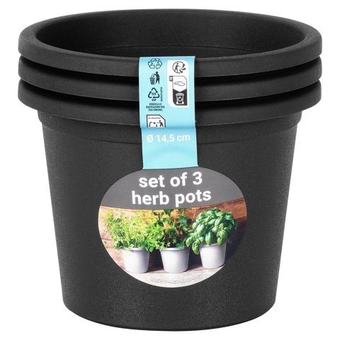 Zestaw Doniczek Ogrodowych VILDE 14,5 cm 3 szt. Plastikowych Okrągłych