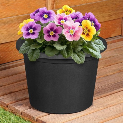 Doniczka Ogrodowa Okrągła VILDE 27,5 cm Czarna Odporna na Pogodę