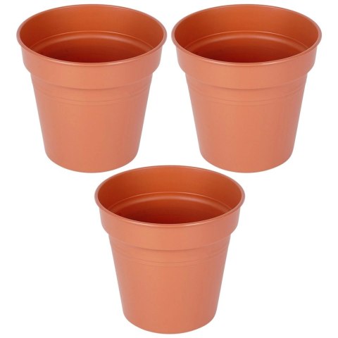 Zestaw Doniczek Okrągłych PROGARDEN 13 cm 3 szt. Ceglane Dekoracyjne